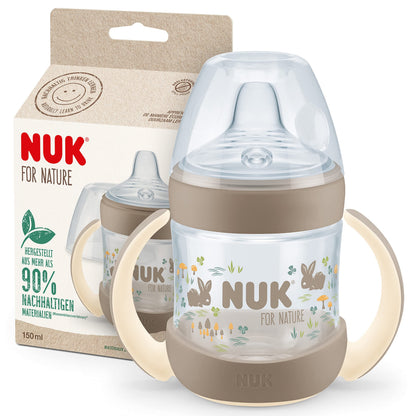 NUK for Nature drinking cup 150 ml, 6–18 months, leak-proof, with temperature indicator, beige