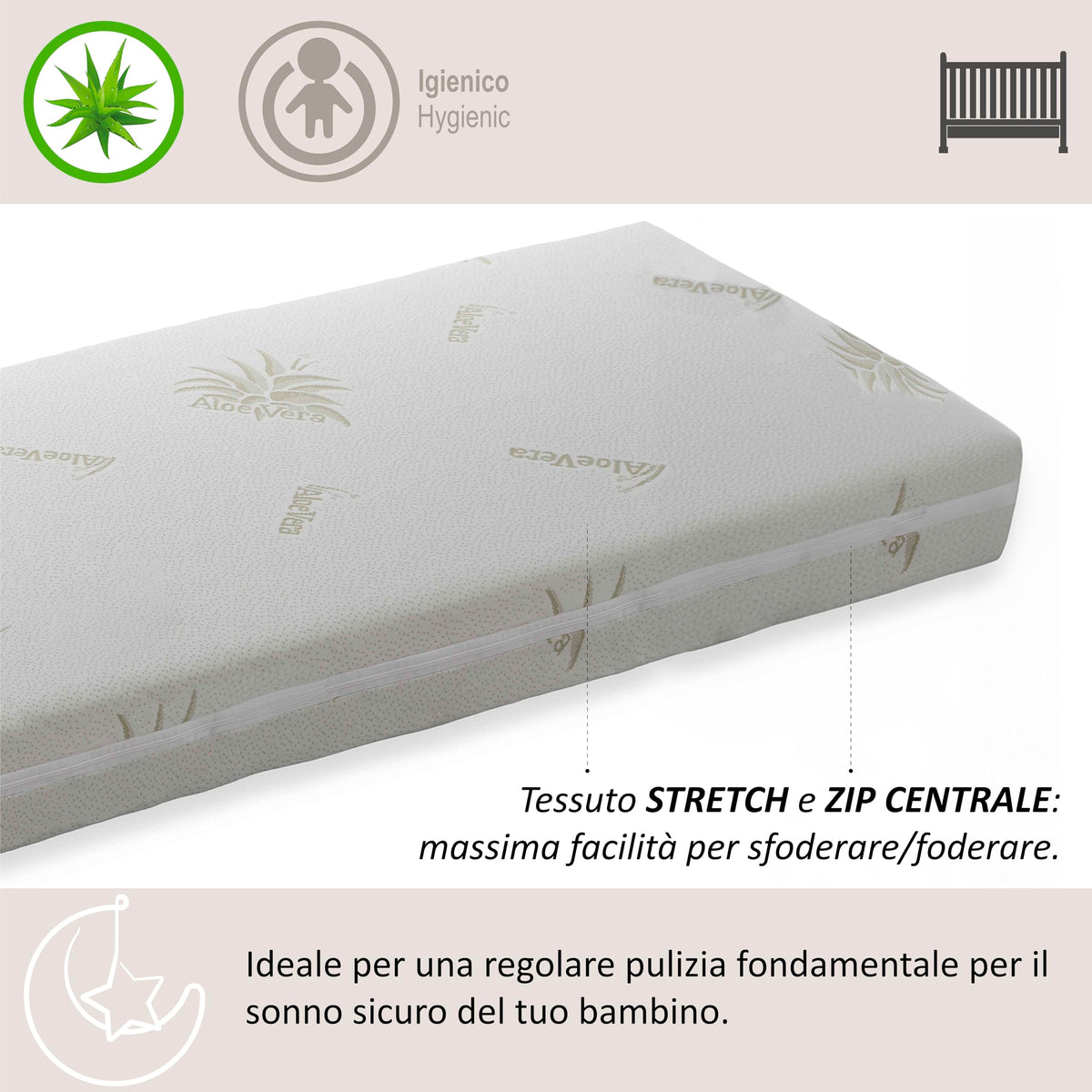 Italbaby Aloe Vera beebimadrats 60 x 125 x 11 cm
