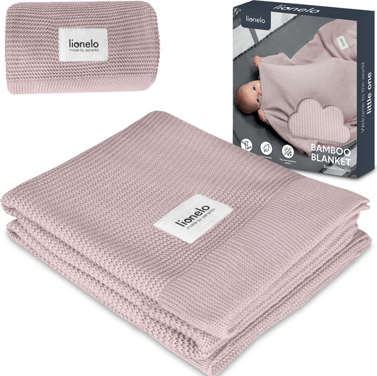 Lionelo bamboo baby blanket 100×75 cm, 100% cotton, antibacterial and hypoallergenic, pink