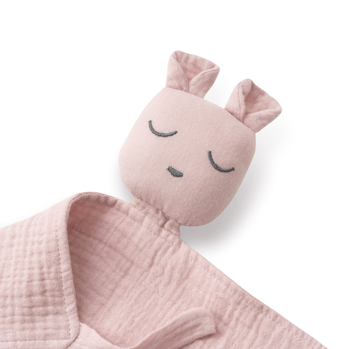 Interbaby gift set: doudou cuddly toy, baby bib, and teething ring, pink