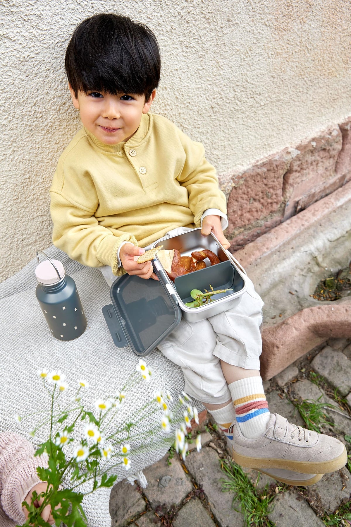 Lässig children's stainless steel lunch box – Happy Prints Midnight Blue