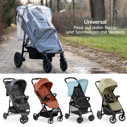 Zamboo universal rain cover for stroller and pushchair, with an opening window and zipper, transparent