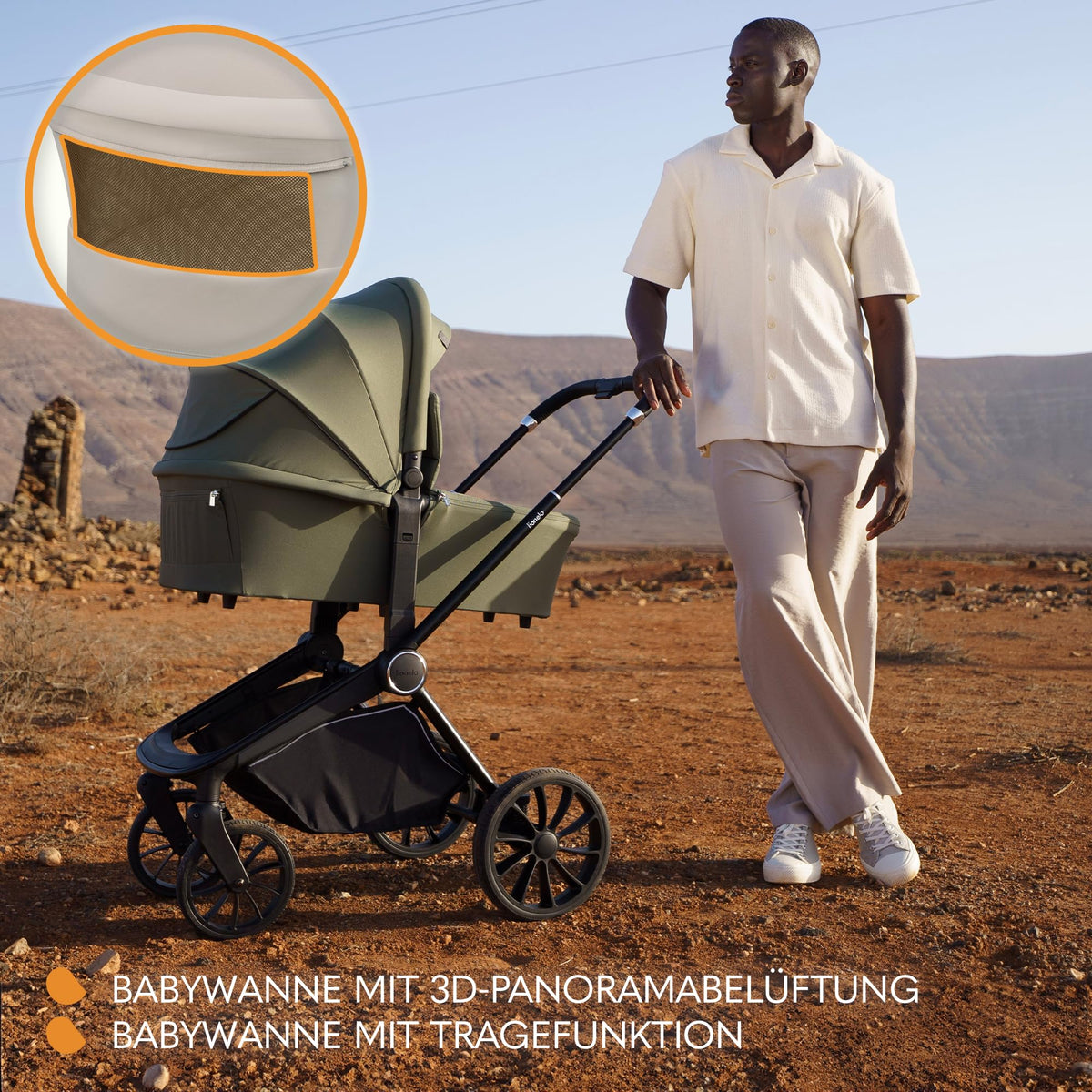 Lionelo Mika Plus 3-ühes vankrikomplekt, Beige Sand
