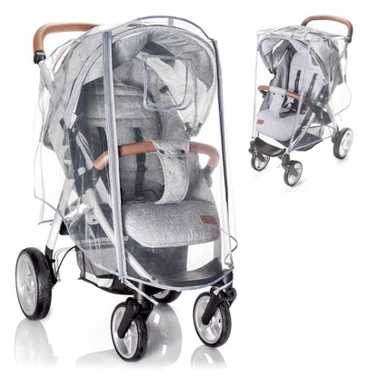 Zamboo universal rain cover for stroller and pushchair, with an opening window and zipper, transparent