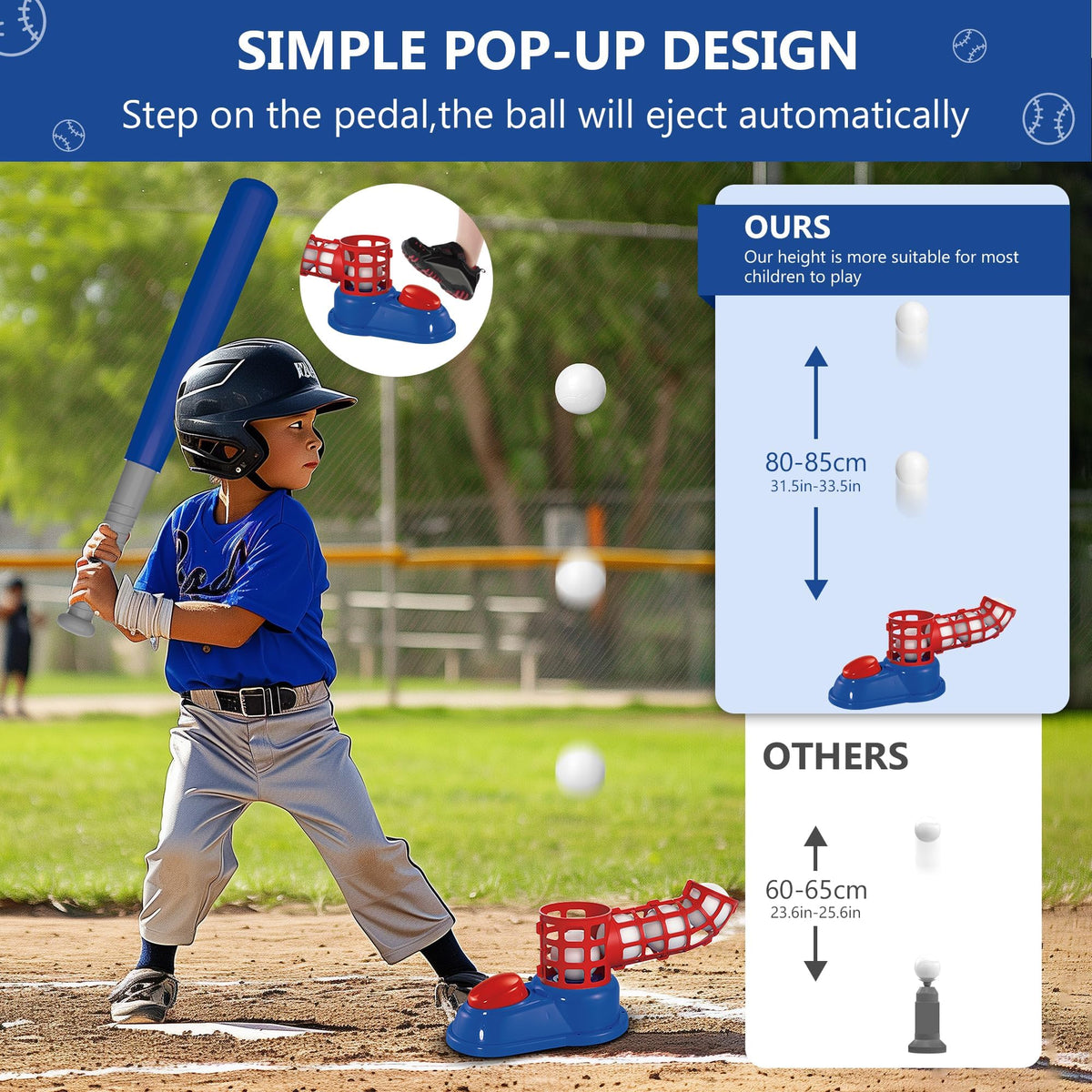 SKERITO laste pesapallikomplekt 4-ühes (T-Ball), sinine, 3–7 a