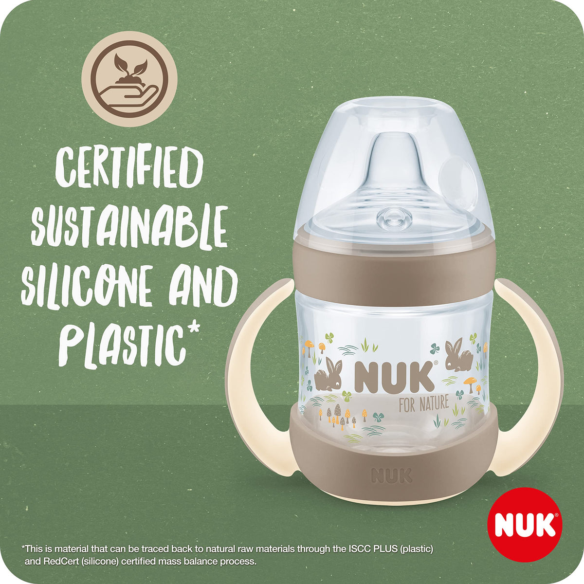 NUK for Nature drinking cup 150 ml, 6–18 months, leak-proof, with temperature indicator, beige