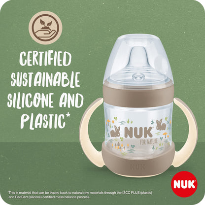 NUK for Nature drinking cup 150 ml, 6–18 months, leak-proof, with temperature indicator, beige