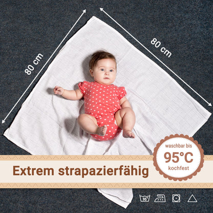 ZOLLNER musliinlapid 10 tk, 80 x 80 cm, valge