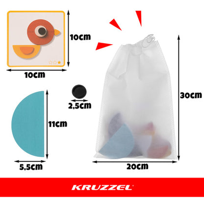 Kruzzel puidust kujundipusle loomadega, 29 kujundit ja 20 kaarti (3+)